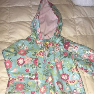 Light blue with flowers Girls raincoat